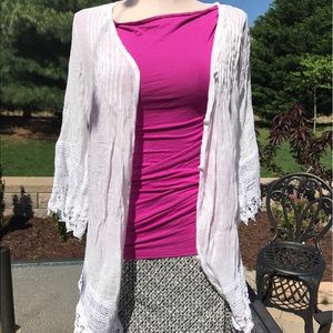 Lacy, Flowy Sheer White Top